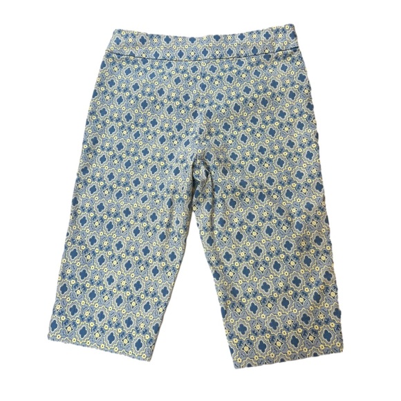 Alfred Dunner Blue Quatrefoil Pattern Capri Pants, Size 12 Petite - Picture 1 of 11